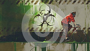 Cyclist in biohazard zone