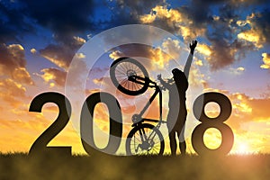 Cyclist during the celebration of the New Year of 2018.