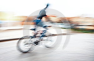 Cyclist on the city roadway