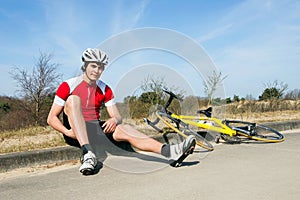 Cyclist on curb