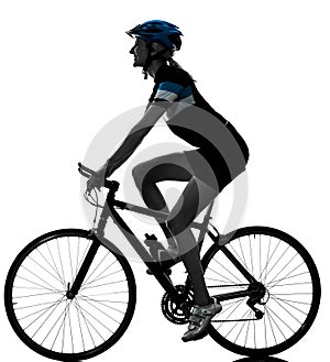 Cyclist cycling riding bicycle woman isolated silhouette