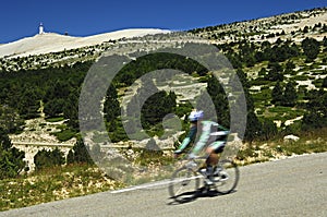 Cyclist on a down hill race