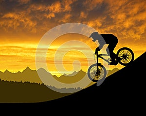 cyclist on downhill bike