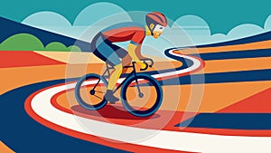 The cyclist encounters a race track with hairpin turns and speedboosting powerups making for an exhilarating ride photo