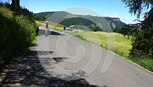 Cyclist in Italian Alps