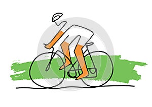 Cyclist, line art stylized cartoon.