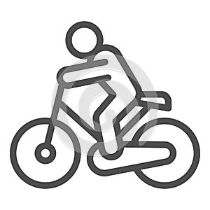 Cyclist line and solid icon. Cycle exercise, sportsman and bike symbol, outline style pictogram on white background