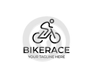 Cyclist logo template. Bicycle line art vector design