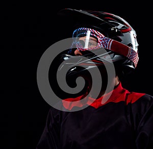 Cyclist man in bicycle helmet