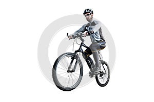 Cyclist on a Mountain Bike Isolated from Background