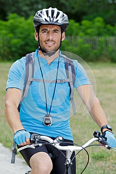 cyclist pedaling on racing bike outdoor