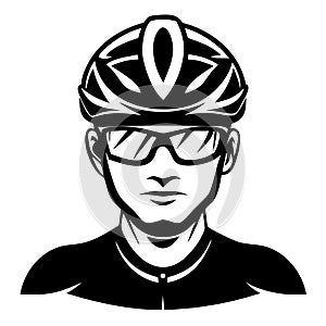 Cyclist Portrait with Helmet and Sunglasses Perfect for Fitness Branding and Merchandise Design photo