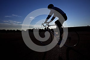 Cyclist riding a bike on the Tempelhof runaway