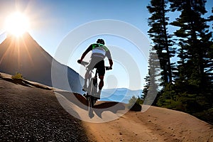 Cyclist Riding a Mountain Bike