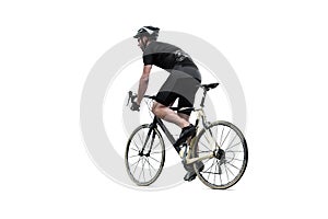 Cyclist Riding a Road Bike - Isolated from Background