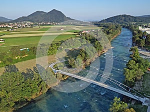 Cyclist route with new bridge towards Smarna gora in Medvode