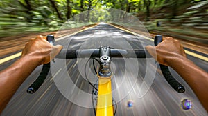 Cyclist s hands on handlebars demonstrating control in sharp turn olympic sport concept