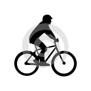 Cyclist Silhouette - Black Vector Illustration - Isolated On White Background