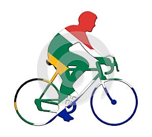 Cyclist in South African Flag colours