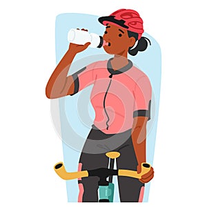 Cyclist Sportswoman Pedaling, Discovers Empty Water Bottle, Seeking Hydration, Persists Through The Ride, Female Athlete