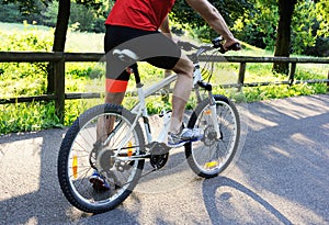 Cyclist starts riding a bike