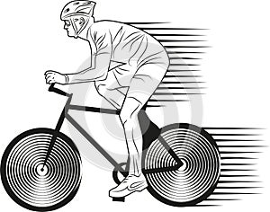 A cyclist striving for victory in motion. Vector illustration