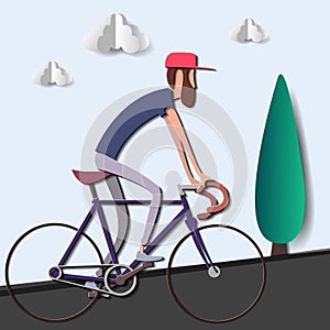 Cyclist stylized vector, road cycling, track, bicycle