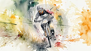 Cyclist, with vivid abstract color splashes suggesting swift movement and an adventurous spirit