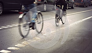 Cyclists on gloomy day