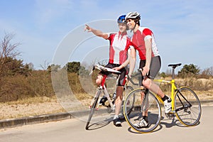 Cyclists looking ahead