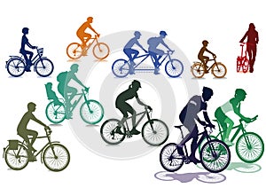 Cyclists riding bicycles