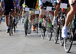 Cyclists run fast on bicycles