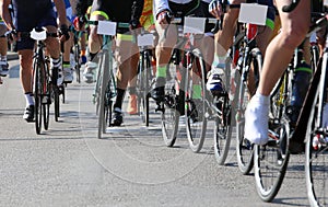 Cyclists running fast during the road race