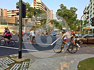 Cyclists in Singapore