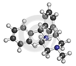 Cyclizine antiemetic drug molecule. Antihistamine used to treat nausea and vomiting