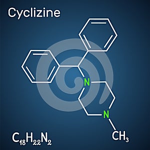 Cyclizine molecule. It is histamine H1 antagonist, is used to treat or prevent motion sickness and nausea. Structural chemical