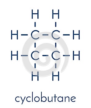 cyclobutane cyclic alkane cycloalkane molecule. Skeletal formula. photo