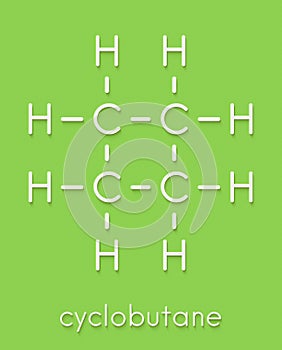cyclobutane cyclic alkane cycloalkane molecule. Skeletal formula. photo