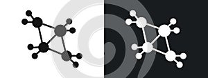 Cyclobutane molecular formula icon linear graphics set vector in black photo