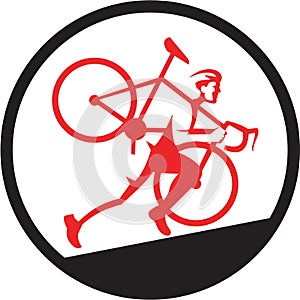 Cyclocross Athlete Running Uphill Circle