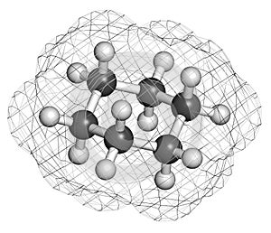 Cyclohexane chemical solvent molecule.