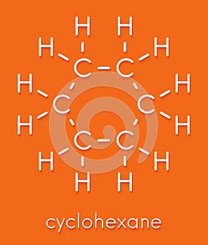 Cyclohexane chemical solvent molecule. Skeletal formula.