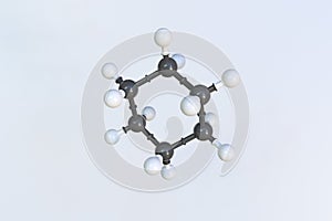 Cyclohexane molecule, isolated molecular model. 3D rendering