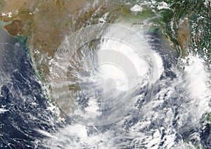 Cyclone Amphan heading towards India and Bangladesh in the Bay of Bengal in May 2020 - Elements of this image furnished by NASA photo