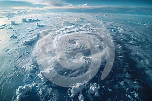 Cyclone\'s Spiral from Above - Nature\'s Fury Observed. Concept Weather Phenomena, Cyclone Formation,