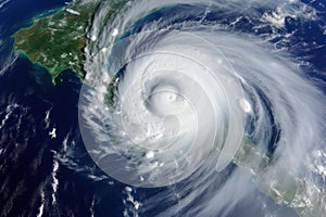 Cyclonic Satellite tropical storm. Generate Ai photo