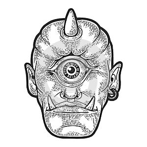 Cyclop myth creature sketch engraving vector photo