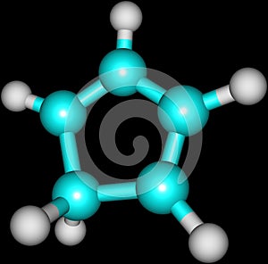 Cyclopentadiene molecular structure on black background