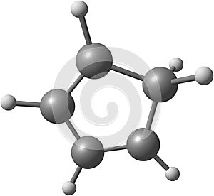 Cyclopentadiene molecular structure on white background