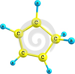 Cyclopentadiene molecular structure on white background